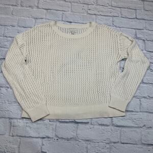 LUCKY Brand Sweater Ivory Vream Perforated sz. small Boxy Fits like Medium A547